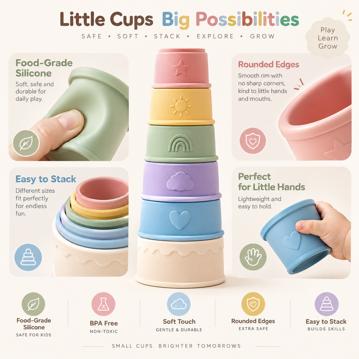 Norvalden™ Pastel Stacking & Nesting Cups