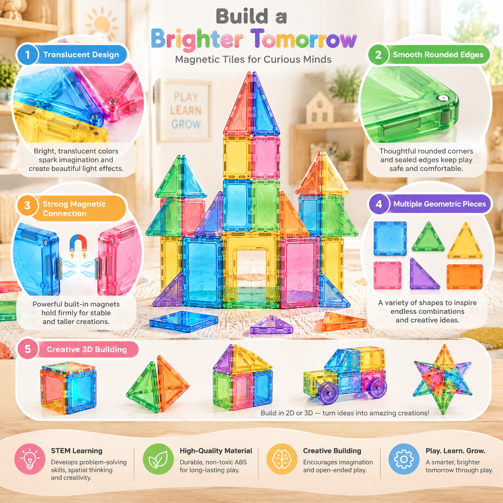 Norvalden™ ColorBright Magnetic Building Tiles