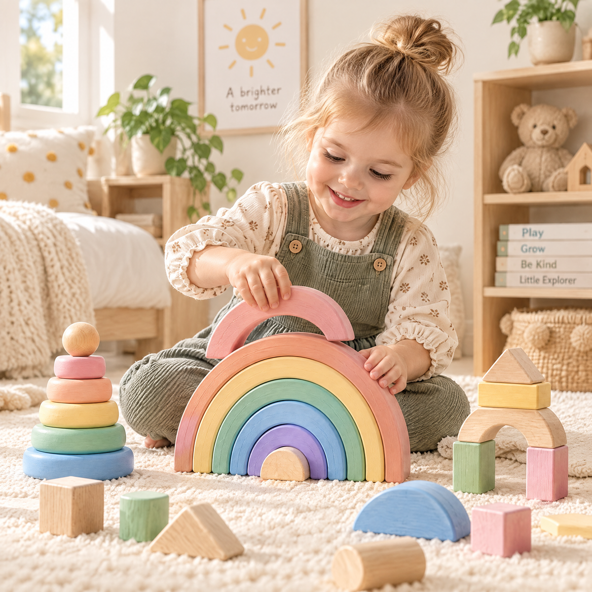 Norvalden™ Pastel Wooden Rainbow & Shape Set