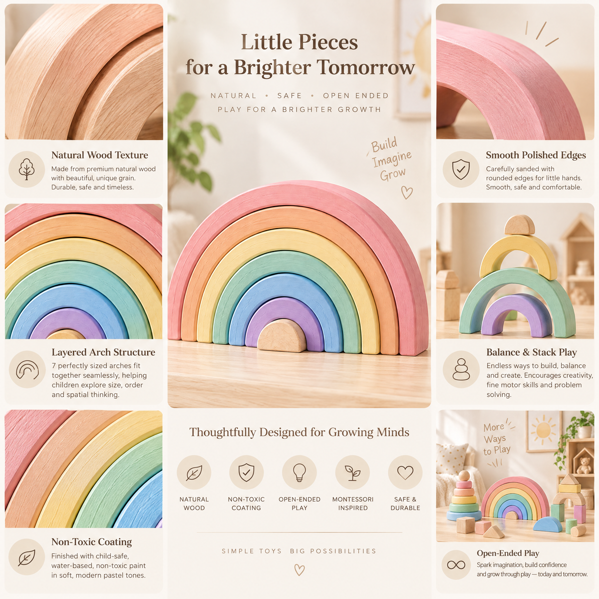 Norvalden™ Pastel Wooden Rainbow & Shape Set