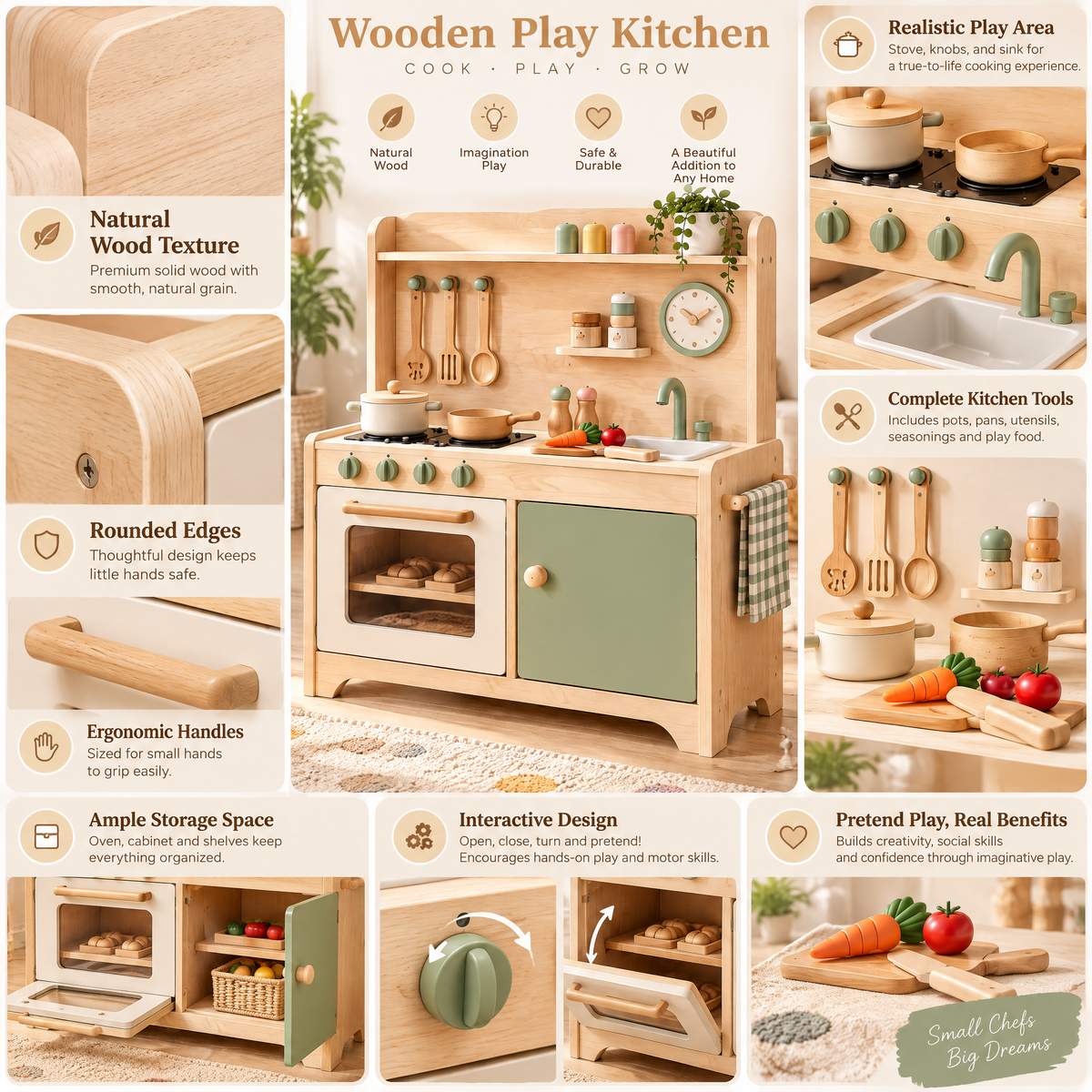 Norvalden™ Wooden Play Kitchen Set