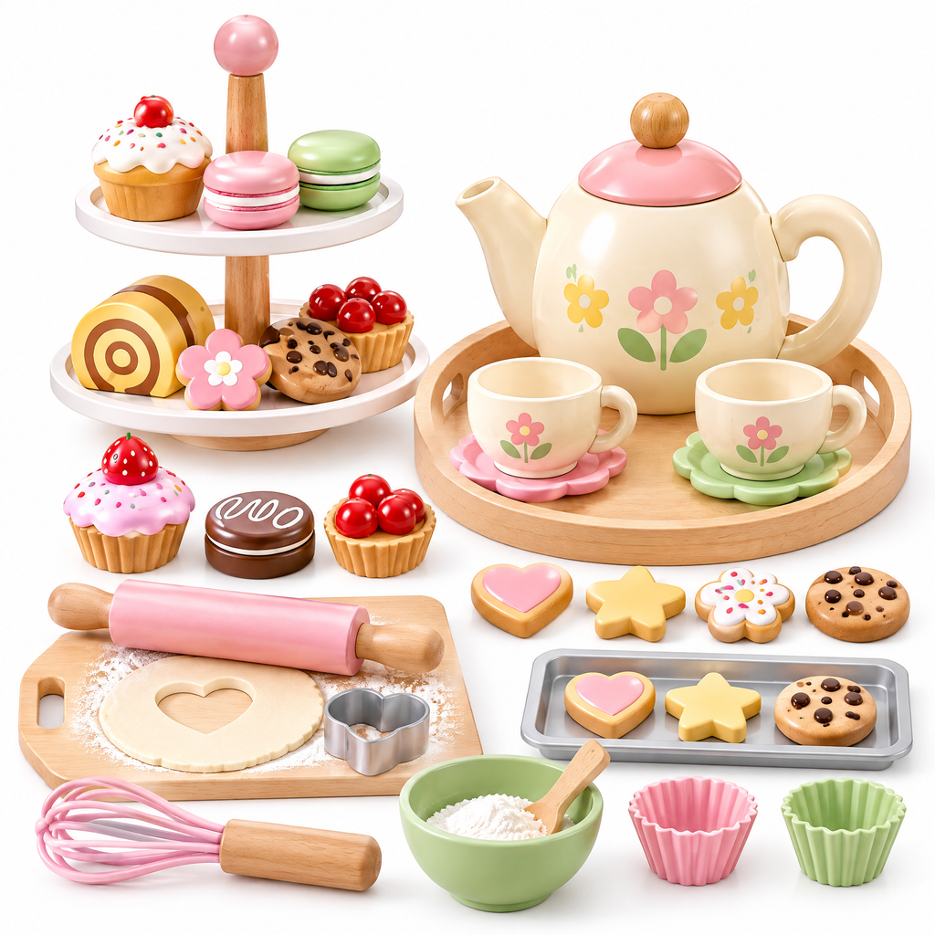 Norvalden™ Wooden Tea Party & Dessert Set